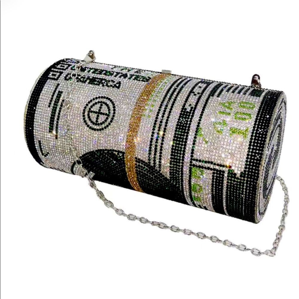 BANKROLLIN BLINGED OUT MONEY PURSE/CLUTCH (SOLD)‼️ BLUE OR GOLD AVAILABLE ONLY
